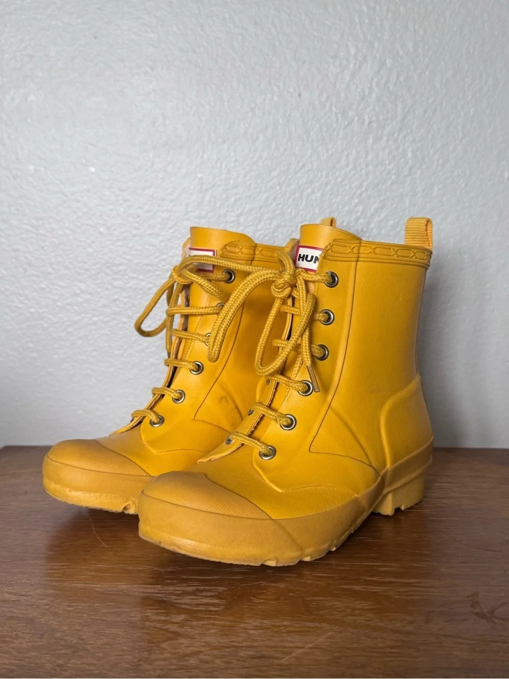 Hunter Yellow Original Play Lace Up Rain Boots Size 1